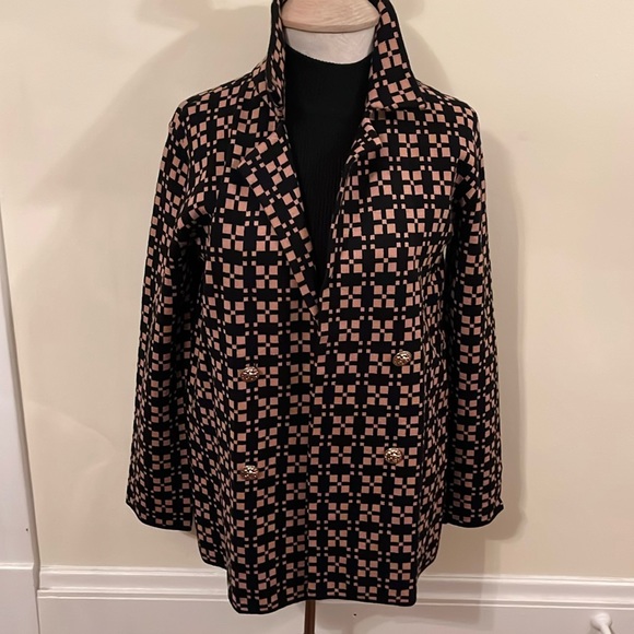 Anne Klein Jackets & Blazers - New Anne Klein Black & beige checkered Sweater/Jacket